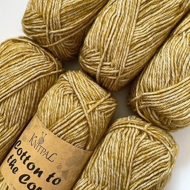 KnitPal Cotton to The Core Cotton Yarn for Crocheting 6Pack 852 Yds 300G Free Patterns Beginners Friendly Soft Baby Yarn for Knitting 3 DK Light Worsted Weight Butterscotch Brown