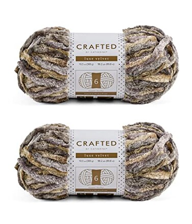 Crafted by Crafted By Catherine Luxe Velvet Multi Yarn 2 Pack 300 g 105 oz 98 Yards Each Skein Khaki Multi Gauge 6 Super Bulky