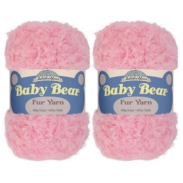 BambooMN JubileeYarn Baby Bear Yarn 100gSkein Chunky Polyester Faux Fur Baby Pink 2 Skeins