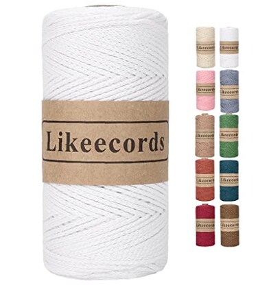 Likeecords 100 Cotton Crochet Bag Cord 2mm 170m Macrame Cord 2mm Crochet Thread Macrame Rope Gift for Knitter White