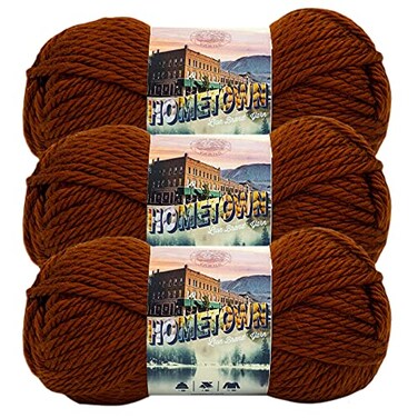 Lion Brand Yarn Hometown Yarn SuperBulky Yarn for Knitting Crocheting and Crafting 3 Pack Stowe Sugar Maple