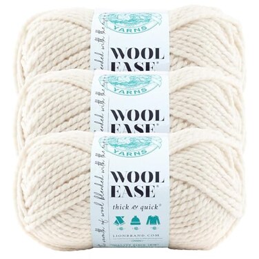 Lion Brand Yarn WoolEase Thick Quick Yarn Soft and Bulky Yarn for Knitting Crocheting and Crafting 3 Pack Fisherman