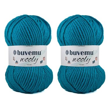 buvemu Wooly Soft Fluffy Bulky Weight 5 Wool Blended Fast Knitting Crocheting Yarn 25 Wool 75 Acrylic 100 Gram 353 Ounces 109 Yards 100 Meters Turquoise 2 Skeins