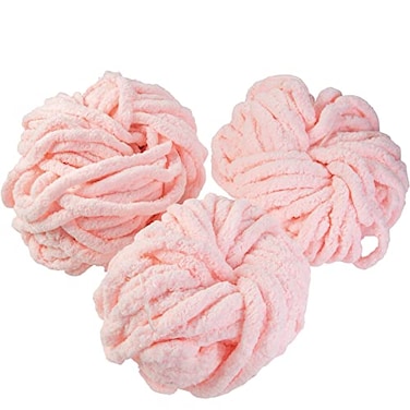SCS Direct Chunky Yarn for Crocheting Arm Knitting Light Pink 3 Pack Jumbo Chenille Yarn 72 Yards Total 20mm Super Soft Thick for Mothers Day Gifts Blankets Pillows Home Dcor Spring Crafts
