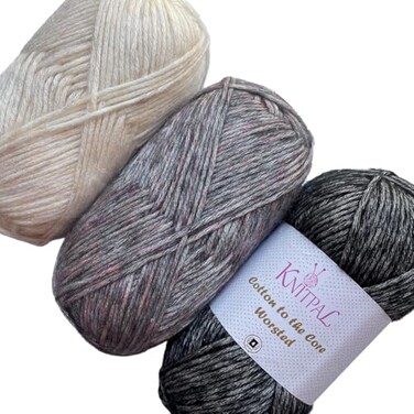 KnitPal Cotton to The Core Worsted Weight Yarn for Crocheting 3Pack 654Yds 300G Free Patterns Beginners Friendly Soft Cotton Yarn for Knitting 4 Medium Worsted Weight Snowy Night