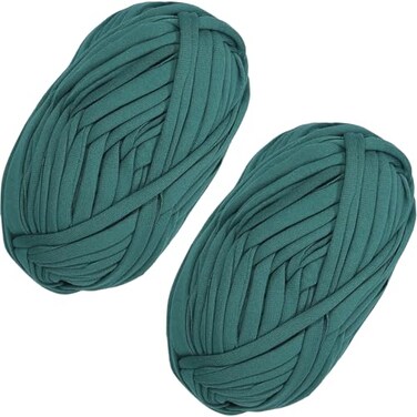 SIMEIQI 2 PCS TShirt Elastic Fabric Crochet Cloth Yarn for DIY Knitting Spaghetti Thick Knitting Yarn for Hand DIY Bag Blanket Cushion Crocheting Projects Home Decor Dark Green