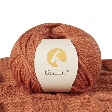 Gisimo 100 Merino Wool Yarn 3Ply Luxurious and Soft Yarn for Hand Knitting Crocheting Amber 1Ball