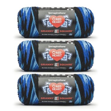 Red Heart All in One Granny Square Blue Beacon 3 Pack of 250g Yarn