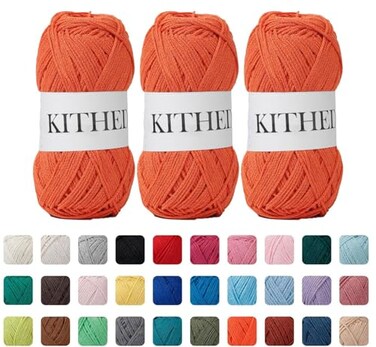 KITHED Cotton Yarn105oz526yard3 Pack Soft Yarn for Crocheting and Knitting 39 Orange