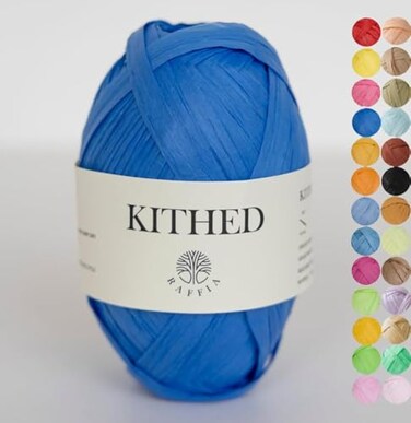 KITHED Raffia Yarn Soft Raffia Yarn for Crochet328ftSmooth Raffia for Hand Knitting Summer Hats and Bags 20 Sapphire Blue