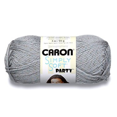Caron Simply Soft Party Yarn 3 oz Medium Worsted 4 Gauge Silver For Crochet Knitting Crafting