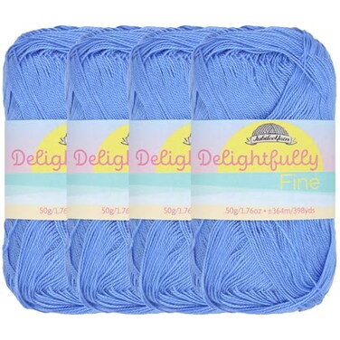 BambooMN JubileeYarn Delightfully Fine Yarn 50gSkein Lace Bamboo Rayon Blue Sky 4 Skeins