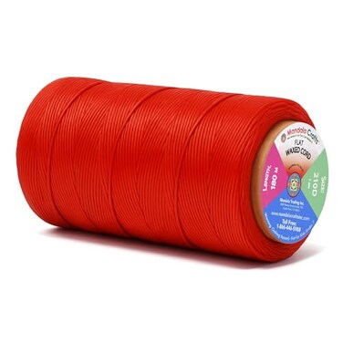 Mandala Crafts Red Flat Waxed Thread for Leather Sewing 197 Yds 210D 1mm Polyester Leather Thread String Waxed Cord for Leatherwork Beading Bookbinding Hand Stitching