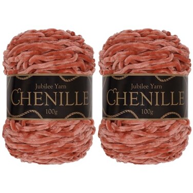 BambooMN JubileeYarn Chenille Yarn 100gCake Worsted Polyester Rose Quartz 2 Cakes