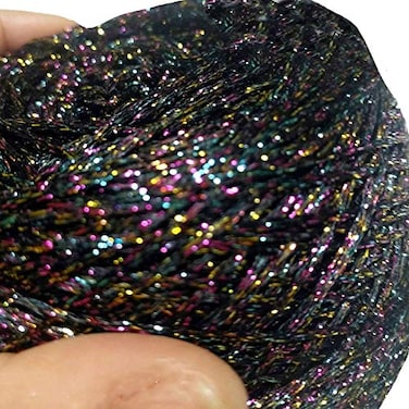 CLISIL Clisil 100g DIY Black Colorful Lurex Yarn Shining Yarn Glitter Sparkle Yarn Metal Yarn Sparkle Yarn Crochet Thread Bag Sweater Toy Yarn Accessory Yarn