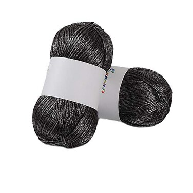CLISIL Black Metallic Yarn 764 Yards Cotton Nylon Blend Yarn for Crochet Knitting 200g Silver Glitter DIY Sweater Scarf Hat Wool 100gSet