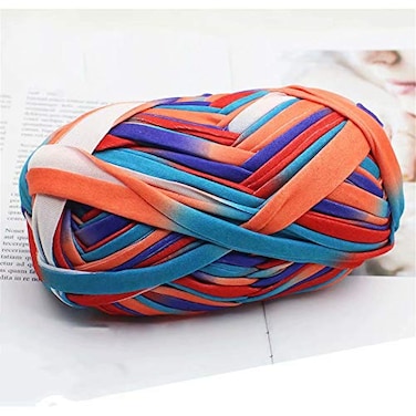 Eqarp 1 PCS Colorful TShirt Yarn Knitting Yarn Fabric Crochet Cloth for DIY Knitted Fabric Art 55 BlueOrange
