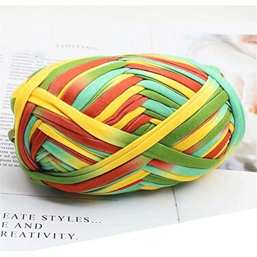 Eqarp 1 PCS Colorful TShirt Yarn Knitting Yarn Fabric Crochet Cloth for DIY Knitted Fabric Art 54 OrangeGreen