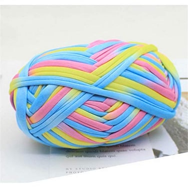 Eqarp 1 PCS Colorful TShirt Yarn Knitting Yarn Fabric Crochet Cloth for DIY Knitted Fabric Art 50 PinkYellow