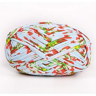 Eqarp 1 PCS Colorful TShirt Yarn Knitting Yarn Fabric Crochet Cloth for DIY Knitted Fabric Art 58 Blue Flower