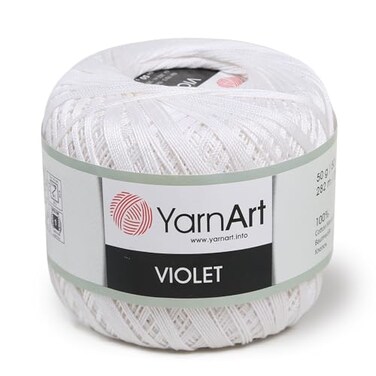 YarnArt Yarn Art 1 Skein Violet100 Mercerized Cotton Yarn Threads Crochet Lace Hand Knitting Yarn Embroidery Arts Crafts White 003
