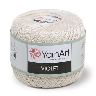 YarnArt Yarn Art 1 Skein Violet100 Mercerized Cotton Yarn Threads Crochet Lace Hand Knitting Yarn Embroidery Arts Crafts Cream 6282
