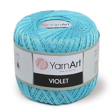 YarnArt Yarn Art 1 Skein Violet100 Mercerized Cotton Yarn Threads Crochet Lace Hand Knitting Yarn Embroidery Arts Crafts Blue 5353