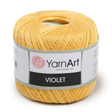 YarnArt Yarn Art 1 Skein Violet100 Mercerized Cotton Yarn Threads Crochet Lace Hand Knitting Yarn Embroidery Arts Crafts Yellow 4653