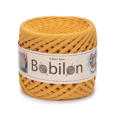 Bobilon Cotton TShirt Yarn 57 mm Jersey Ribbon for Crochet Knitting Macrame DIY Crafts 110 Yards Soft Cotton for Bags Baskets Cushions Mustard