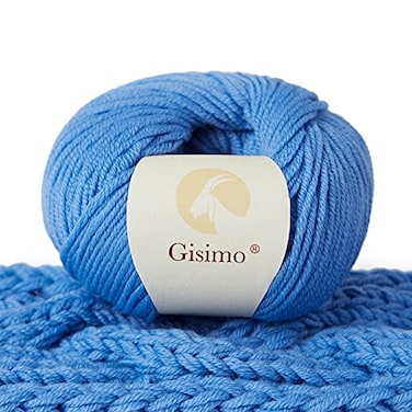 Gisimo GISIMO 100 Merino Wool Yarn 6Ply Luxurious and Soft Yarn for Hand Knitting Crocheting 176 OZ50g 127 yds116 Meters Blue 1 Ball
