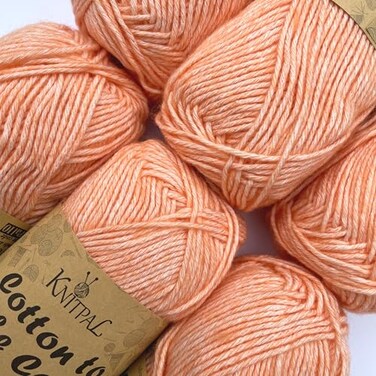 KnitPal Cotton to The Core Cotton Yarn for Crocheting 6Pack 852 Yds 300G Free Patterns Beginners Friendly Soft Baby Yarn for Knitting 3 DK Light Worsted Weight Orange Creamsicle