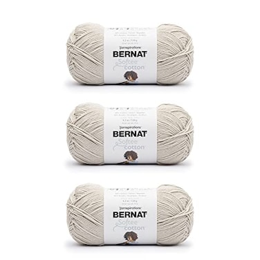 Bernat Softee Cotton Feather Gray Yarn 3 Pack of 120g425oz Nylon 3 DK Light 254 Yards Knitting Crocheting Crafts