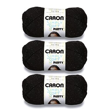 Caron Simply Soft Party Black Sparkle Yarn 3 Pack of 85g3oz Acrylic 4 Medium Worsted 164 Yards KnittingCrochet