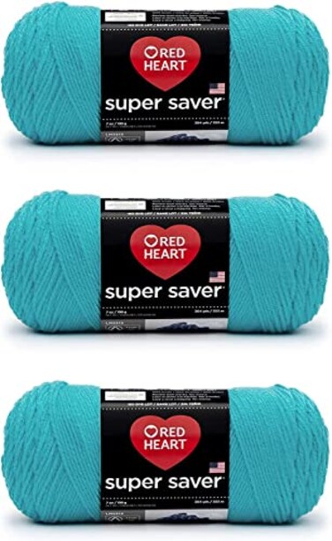 Red Heart Super Saver Turqua Yarn 3 Pack of 198g7oz Acrylic 4 Medium Worsted 364 Yards KnittingCrochet