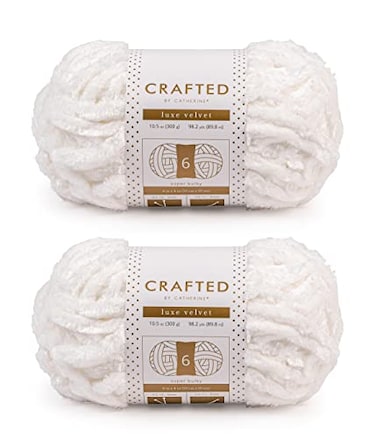 Crafted by Crafted By Catherine Luxe Velvet Solid Yarn 2 Pack 300 g 105 oz 98 Yards Each Skein White Gauge 6 Super Bulky
