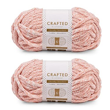 Crafted by Crafted By Catherine Chunky Heather Solid Yarn 2 Pack 49 Yards Each Skein Pink Gauge 6 Super Bulky