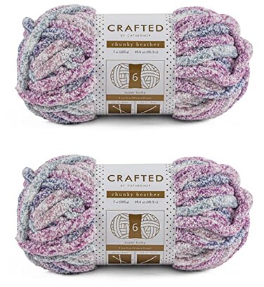 Crafted by Crafted By Catherine Chunky Heather Multi Yarn 2 Pack 49 Yards Each Skein Purple Multi Gauge 6 Super Bulky