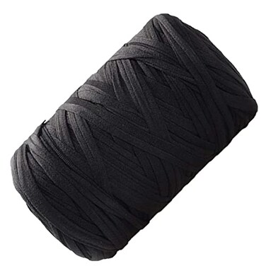 Flrhsjx TShirt Yarn 130 Yards Knitting Yarn Fabric Crochet Cloth Solid Color Tshirt Yarn for Crocheting Beginners DIY Hand Craft Bag Blanket Cushion Projects Black