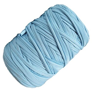 Flrhsjx TShirt Yarn 130 Yards Knitting Yarn Fabric Crochet Cloth Solid Color Tshirt Yarn for Crocheting Beginners DIY Hand Craft Bag Blanket Cushion Projects Sky Blue
