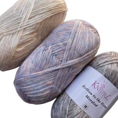 KnitPal Cotton to The Core Worsted Weight Yarn for Crocheting 3Pack 654Yds 300G Free Patterns Beginners Friendly Soft Cotton Yarn for Knitting 4 Medium Worsted Weight Blue Winters