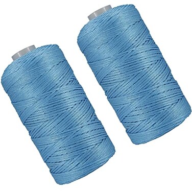 SIMEIQI 2 PCS 200g Summer Sun Hat Yarn for Crocheting Ice Linen Silk Hand Knitting Light Body Yarn Polyester Hollow for DIY Summer Cool Hat Shoes Bags Cushions Sky Blue