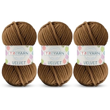 TROYARN 3 Pack Velvet Yarn for Crocheting Chenille Yarn 132 Yards Amigurumi Yarn Fluffy Yarn Plush Yarn Baby Blanket Yarn for Crocheting Size 6