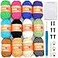 JOYTAG 12 Pack Beginners Crochet Yarn Coffee Brown Beige Grey Cotton Easy Crochet Yarn for Crocheting Knitting Beginners with EasytoSee Stitches Multiclor Mini Beginner Crochet Kit12x25g