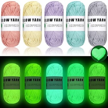 WILLBOND 5 Rolls Glow in The Dark Magic Yarn Luminous Neon Crochet Yarn for Crocheting DIY Knitting Glow Fingering Sewing Supplies for Crafts Sewing Party 547 yd Per Roll Vivid Colors