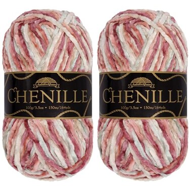 BambooMN JubileeYarn Chenille Yarn 100gSkein Worsted Polyester Shambala 2 Skeins
