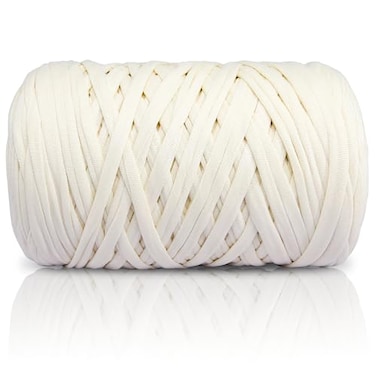 SIMEIQI 400g TShirt Yarn Elastic Fabric Crochet for DIY Knitting 130 Yards Spaghetti Thick Knitting Yarn for Hand DIY Bag Basket Cushion Crocheting Projects Home DecorBeige