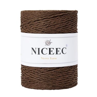 NICEEC 1 Skein Paper Yarn for Crocheting Easy Croceht Raffia Yarn for Sun Hat DIY Home Decor 53oz262yds Coffee