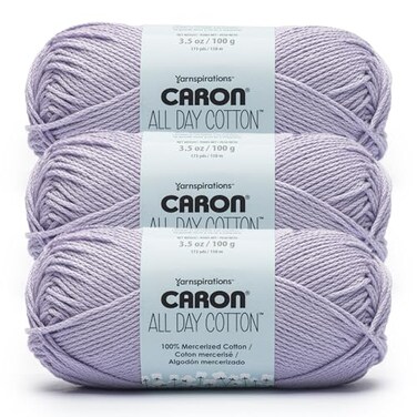 Caron All Day Cotton 3 Pack of 173 Yards352 oz Mauve 100 Mercerized Cotton Yarn