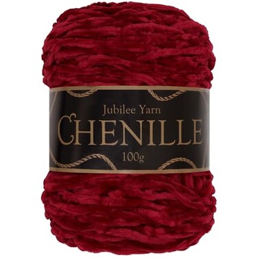 BambooMN JubileeYarn Chenille Yarn 100gCake Worsted Polyester Blaze 1 Cake