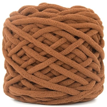 JOYTAG Chunky Velvet Chenille Yarn for Crocheting Velvet Fluffy Plush Thick Bulky Chunky Chenille Velvet Soft Baby Blanket Yarn for Crocheting Hand Knitting 100gDark Brown